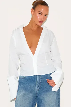 PRETTYLITTLETHING Plus Cinched Tie Waist Shirt
