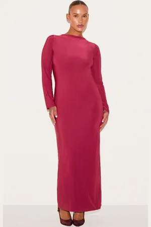 PRETTYLITTLETHING Plus Double Layer Slinky Flared Sleeve Midaxi Dress