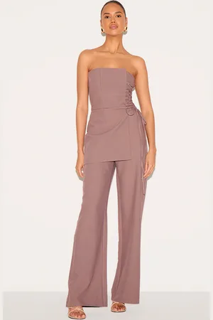 PRETTYLITTLETHING PLT Label Overlay Panel Laced Up Tailored Jumpsuit