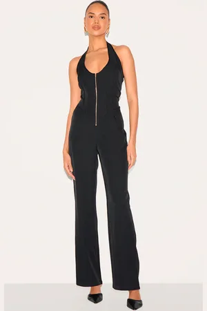 PRETTYLITTLETHING Dipped Corset Zip Front Wide Leg Jumpsuit