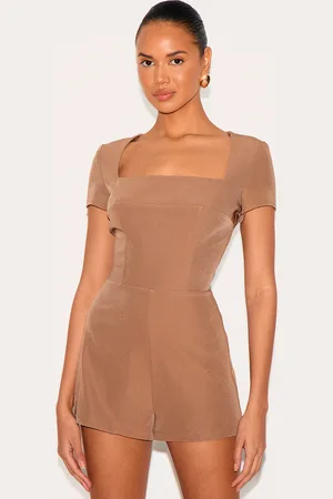 PRETTYLITTLETHING Tailored Woven Square Neck Playsuit
