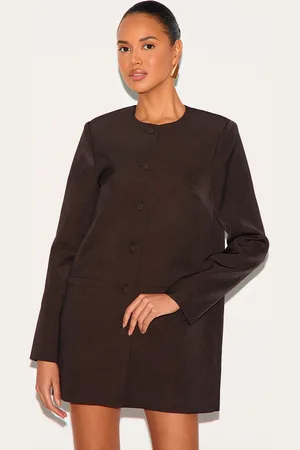 PRETTYLITTLETHING Woven Oversized Crew Neck Blazer Dress