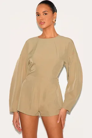 PRETTYLITTLETHING Tailored Woven High Neck Cocoon Sleeve Playsuit