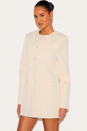 PRETTYLITTLETHING Woven Oversized Crew Neck Blazer Dress