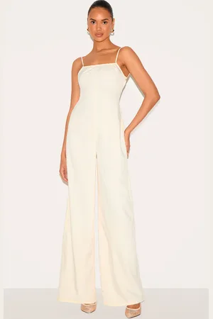 PRETTYLITTLETHING Woven Backless Square Neck Wide Leg Jumpsuit