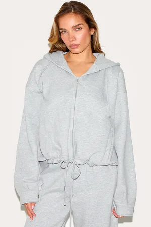 PRETTYLITTLETHING Oversized Zip Up Toggle Waist Hoodie