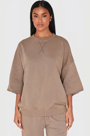 PRETTYLITTLETHING Vintage Wash Oversized Short Sleeve Sweatshirt