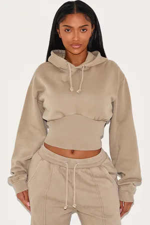 PRETTYLITTLETHING Shape Sweat Cropped Shirred Waist Hoodie