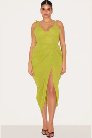 PRETTYLITTLETHING Plus Underwire Detail Draped Midi Dress