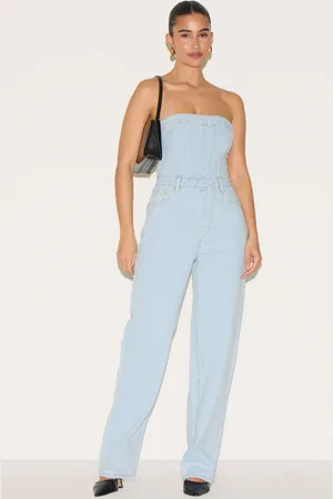 PRETTYLITTLETHING Bandeau Denim Jumpsuit