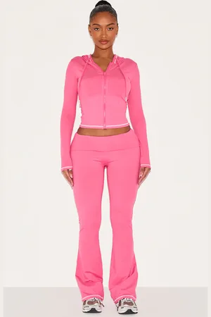 PRETTYLITTLETHING Shape Sculpted Contrast Stitch Foldover Waist Flare Pants