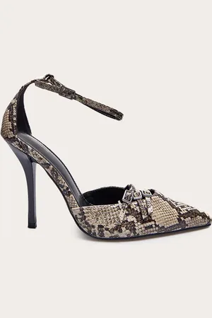 PRETTYLITTLETHING Snake Pu Point Toe Buckle Detail Court Heels