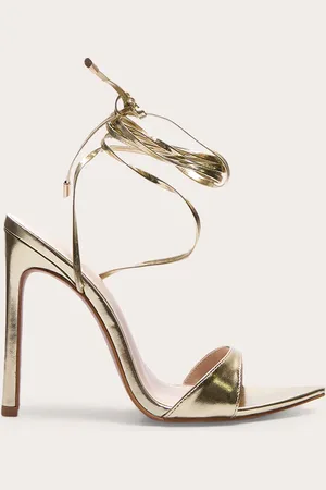 PRETTYLITTLETHING PU Point Toe High Heeled Lace Up Sandals