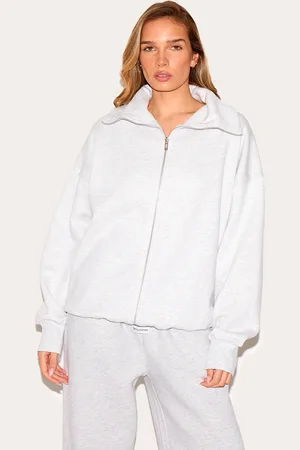 PRETTYLITTLETHING Double Zip Collared Sweatshirt