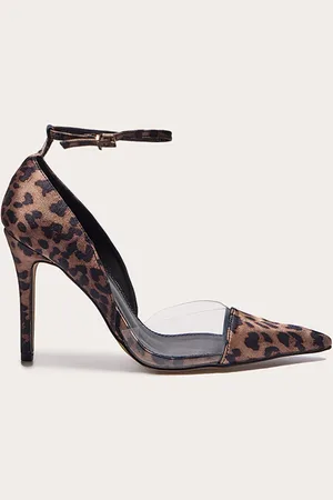 PRETTYLITTLETHING Satin Perspex Point Toe Court Heels