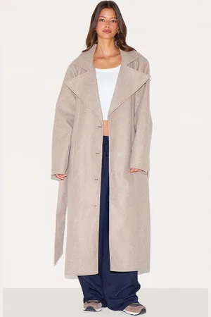 PRETTYLITTLETHING Oversized Wool Look Trench Coat