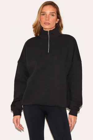PRETTYLITTLETHING Premium High Neck Quarter Zip Oversized Sweatshirt
