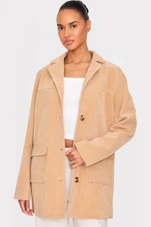 PRETTYLITTLETHING Oversized Longline Faux Suede Blazer Coat