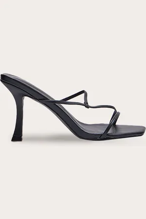 PRETTYLITTLETHING PU Square Toe Strappy Mid Heeled Mules