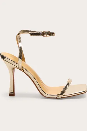 PRETTYLITTLETHING PU Square Toe Barely There Mid Heeled Sandals