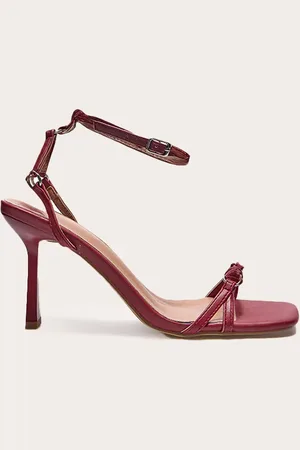 PRETTYLITTLETHING PU Square Toe Buckle Detail Barely There Mid Heeled Sandals