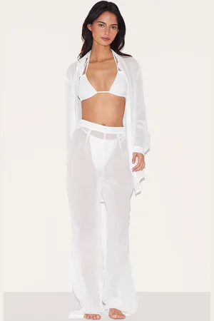 PRETTYLITTLETHING Chiffon Straight Leg Beach Pants