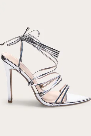 PRETTYLITTLETHING Metallic Strappy Gladiator Point Toe Heels