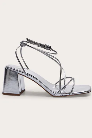 PRETTYLITTLETHING Pu Round Toe Strappy Mid Block Heeled Sandals