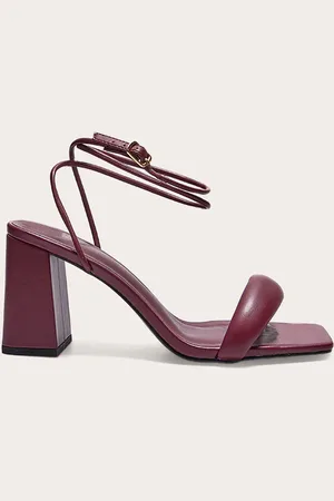 PRETTYLITTLETHING PU Wide Fit Square Toe Padded Block Heeled Sandals