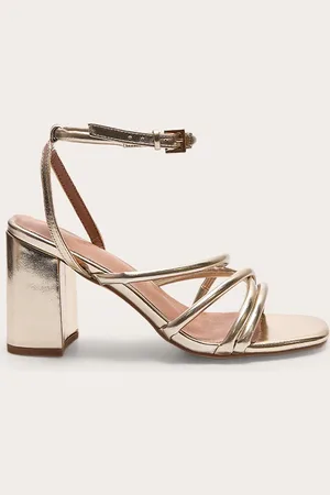 PRETTYLITTLETHING Metallic Pu Round Toe Multi Strap Block Heeled Sandals