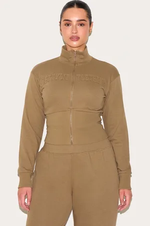 PRETTYLITTLETHING Shape Pocket Detail Fitted Zip Up Sweatshirt