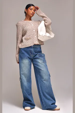 PRETTYLITTLETHING Marl Textured Bobble Knit Button Up Pocket Detail Cardigan