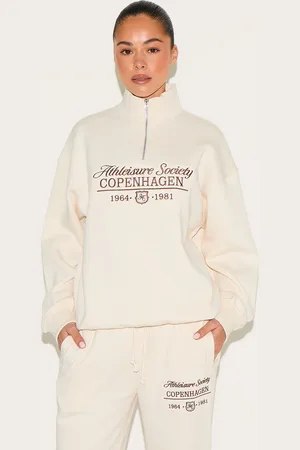 PRETTYLITTLETHING Copenhagen Embroidered Half Zip Sweatshirt