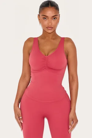 PRETTYLITTLETHING Shape Active Ruched V Neck Longline Top