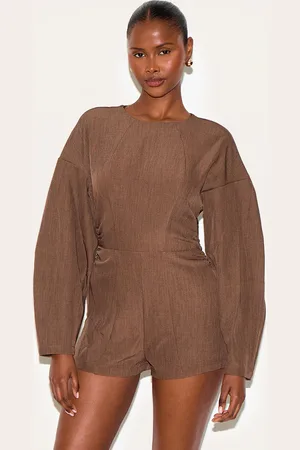 PRETTYLITTLETHING Tailored Woven High Neck Cocoon Sleeve Playsuit