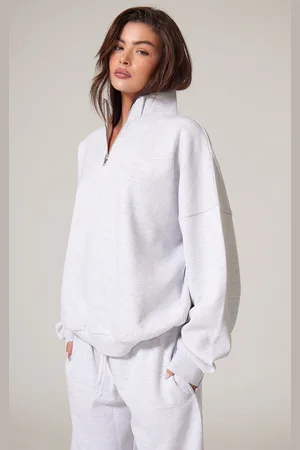 PRETTYLITTLETHING Premium High Neck Quarter Zip Oversized Sweatshirt