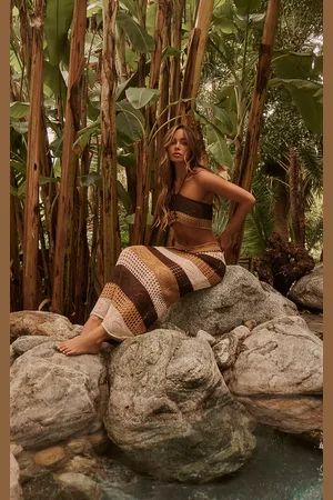 PRETTYLITTLETHING Neutral Stripes Maxi Beach Skirt