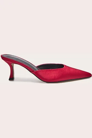 PRETTYLITTLETHING Satin Point Toe Mid Stiletto Heeled Mules