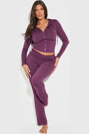 PRETTYLITTLETHING Shape Stretch Sculpted Foldover Waist Flare Pants