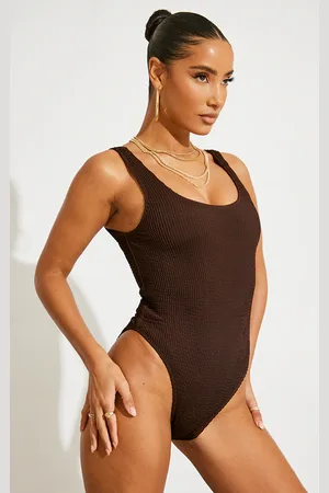 PRETTYLITTLETHING Crinkle Low Scoop Back Swimsuit