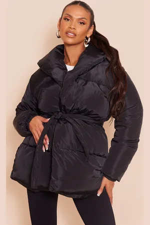 PRETTYLITTLETHING Maternity Oversized Collar Belt Puffer Coat