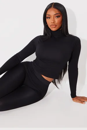 PRETTYLITTLETHING Shape Sculpted High Neck Long Sleeve Top