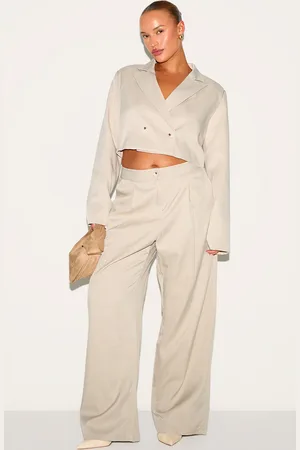 PRETTYLITTLETHING Plus Tailored Woven Wide Leg Pants