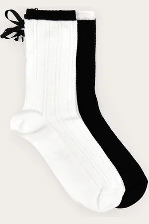 PRETTYLITTLETHING Trim Bow 2 Pack Socks
