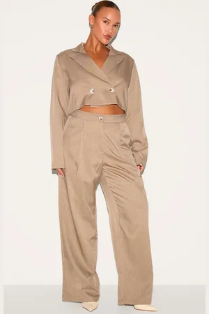 PRETTYLITTLETHING Plus Tailored Woven Wide Leg Pants