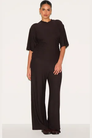 PRETTYLITTLETHING Plus Soft Touch Mid Rise Wide Leg Pants