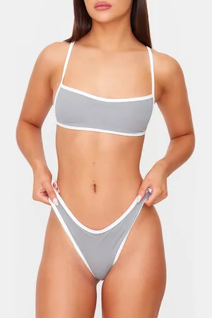 PRETTYLITTLETHING Micro Contrast High Leg Bikini Bottoms