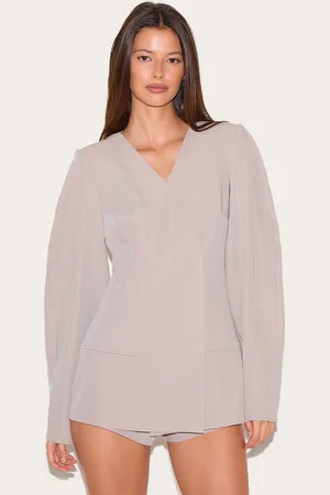 PRETTYLITTLETHING Cross Front Cocoon Sleeve Tailored Playsuit