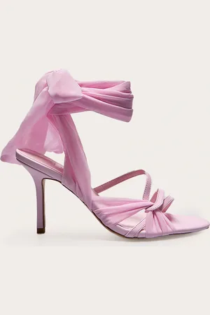 PRETTYLITTLETHING Satin Round Toe Lace Up Ribbon High Heeled Sandals