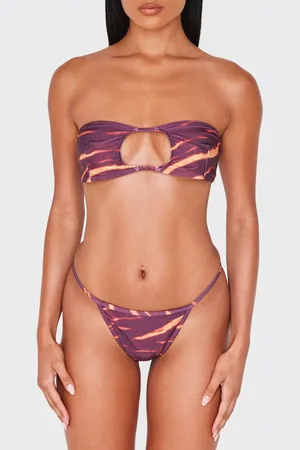 PRETTYLITTLETHING Abstract Print Cheeky Bikini Bottoms